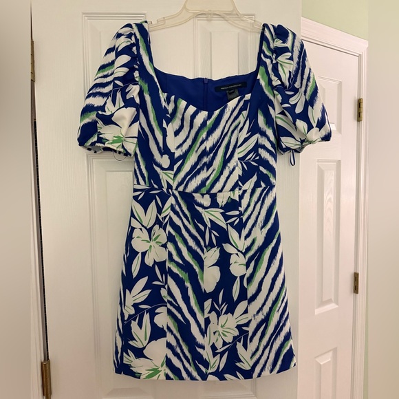 French Connection Blue and White Floral Mini Dress - Picture 1 of 3